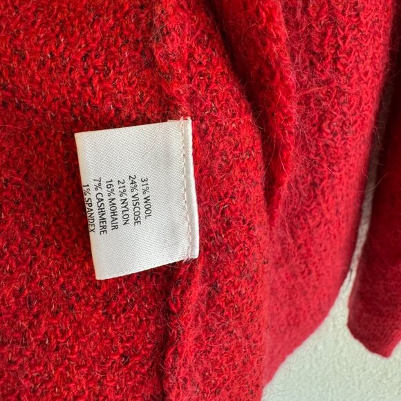 Eileen Fisher Small Red Mohair Cashmere Wool Blend Open Front Cardigan Sweater - Picture 4 of 4